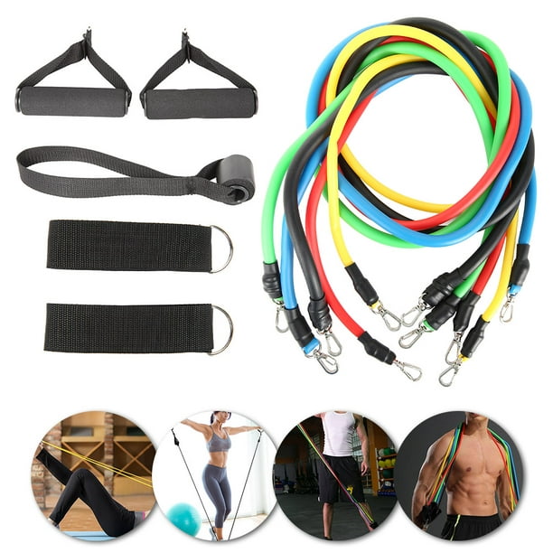 11pcs Exercise Fitness Set Resistance Bands Tube Workout Bands Strength Training 